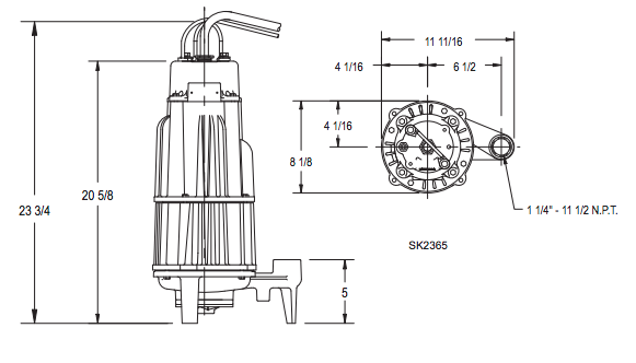 zoeller 841-842 seriesgrinder pumps Dimensions