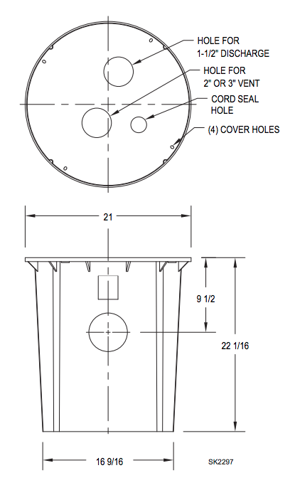 zoeller series sump pump package Dimensions