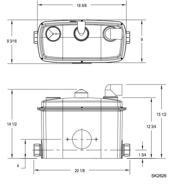 zoeller qwik jon ultima toilet grinder pumps Dimensions
