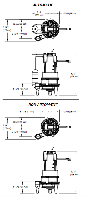 Zoeller 803-805-807 grinder pumps Dimensions