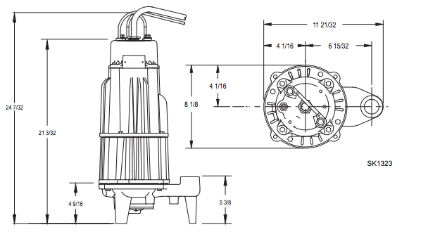 zoeller 818-819-820 series grinder pump Dimensions 2