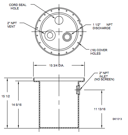 zoeller drain pumps with special options Dimensios