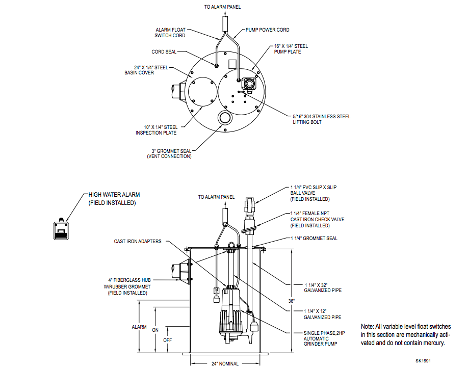 Zoeller Simplex 820 Prepackaged Grinder System Exploded view 2