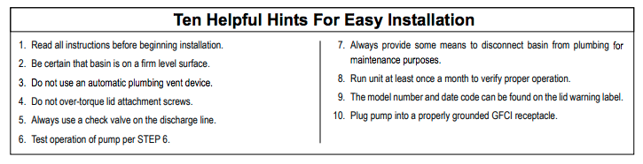 zoeller drain pump series Installation Tips