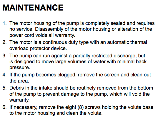 zoeller 40 series utility pumps maintanence