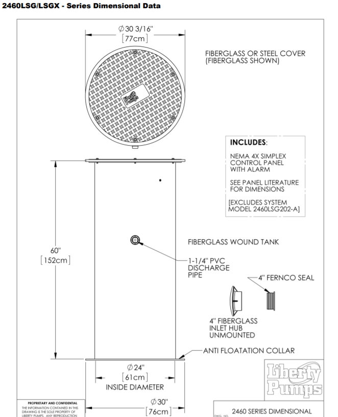 Liberty 2460-Series Simplex Grinder Packages Dimenstion