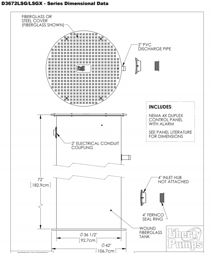 liberty d3672 series duplex grinder package dimensional data