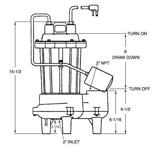 myers cmv5 series sewage pumps dimensions