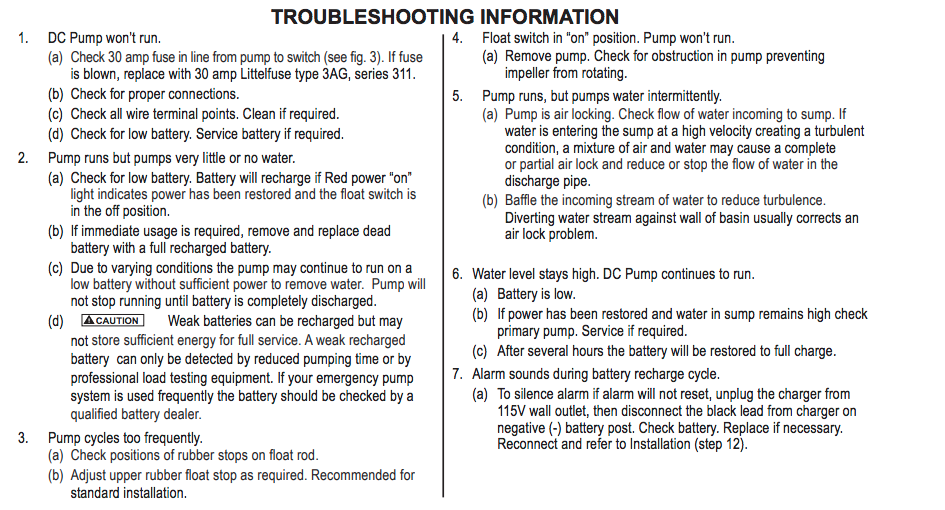 zoeller aquanot 508 battery backup sump pump system troubleshooting