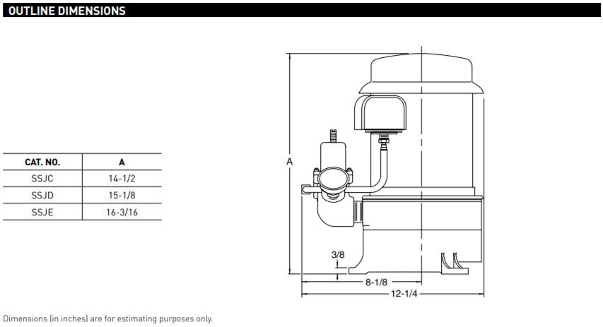 Sta rite ssj series vertical deep well jet pump dimensions