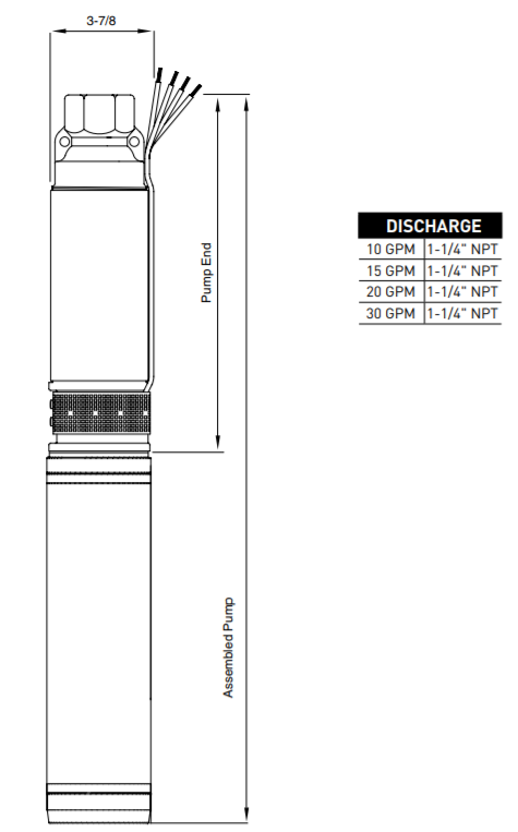 sta rite jp 4 series submersible well pump end dimensional data
