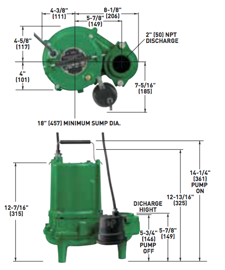 myers sp series sewage pumps dimensions