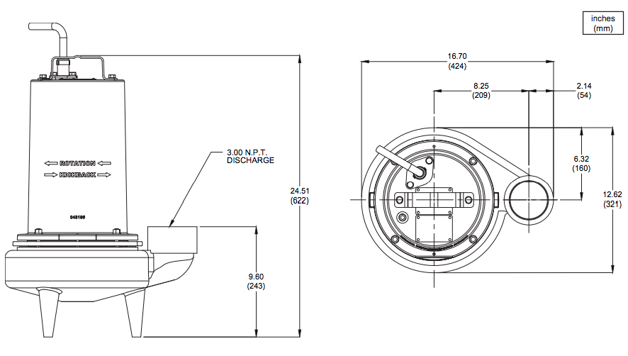 barnes se hd series sewage pumps dimensions