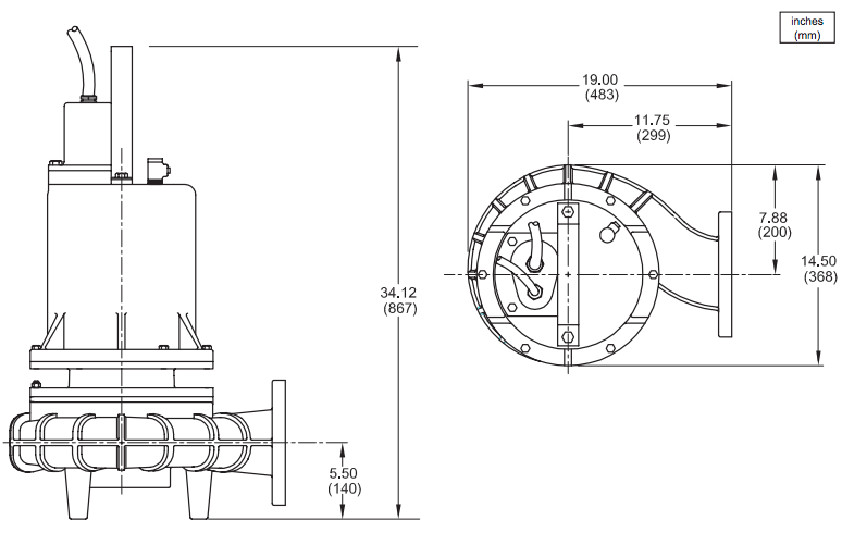 barnes 4se hl series sewage pumps dimensions 1