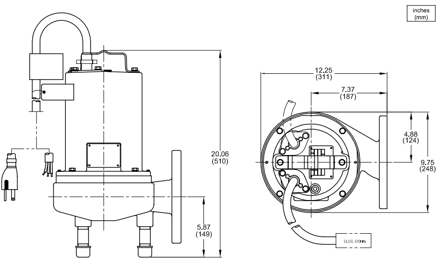 barnes 4sel series sewage pumps dimensions