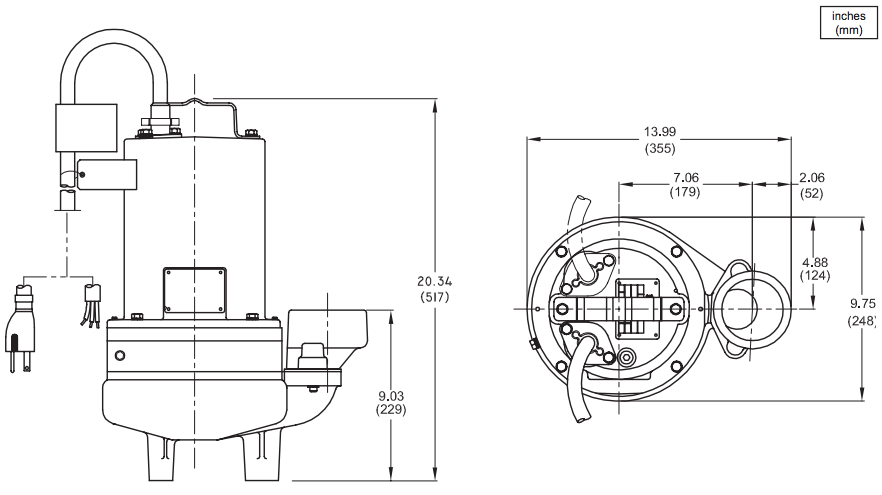 barnes 4se hl series sewage pumps dimensions 2