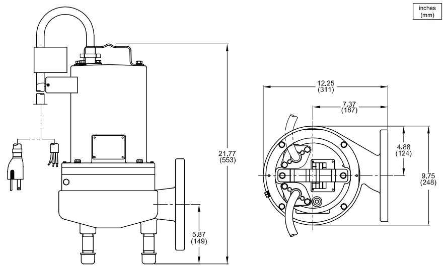 barnes 4se ds 4series sewage pumps dimensions