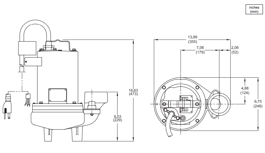 barnes 3se l series sewage pumps dimensions