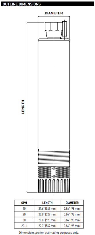 sta rite step plus d series submersible effluent pump outline diemsnions