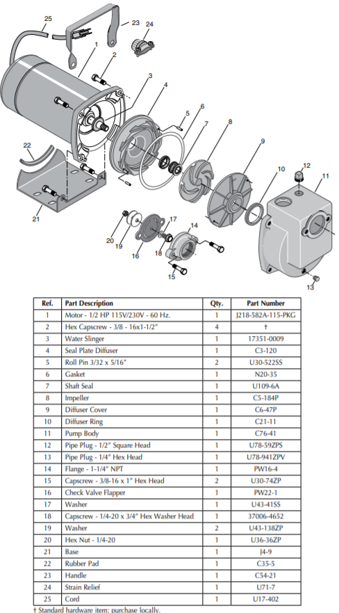 sta rite dpc series lawn and irrigation pump repair parts