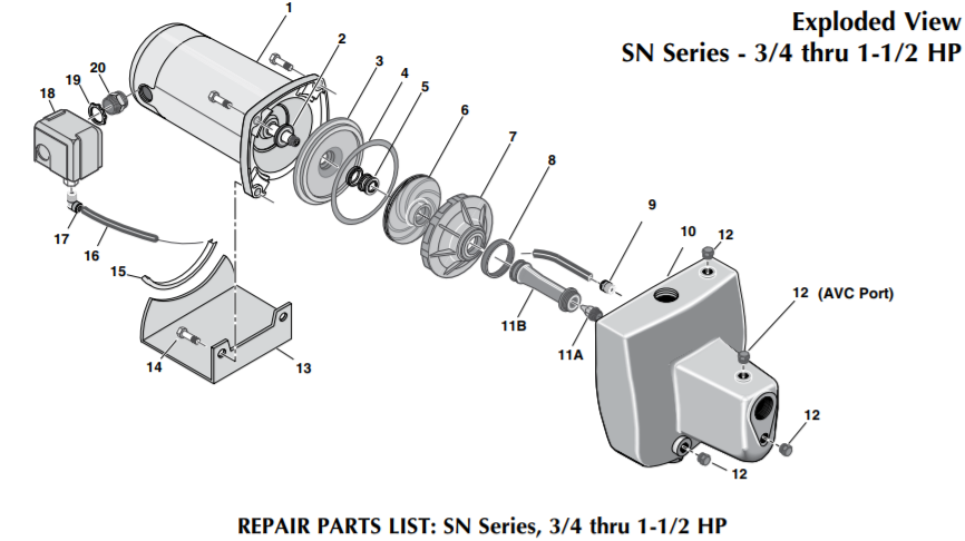sta rite projet sn series shallow well jet pump parts 03