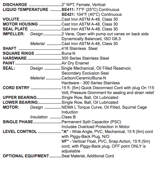 barnes se series sewage pumps specs