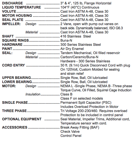 barnes 4se ds 4series sewage pumps specs