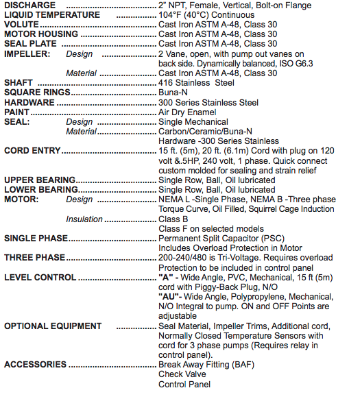 barnes se l series sewage pumps specs