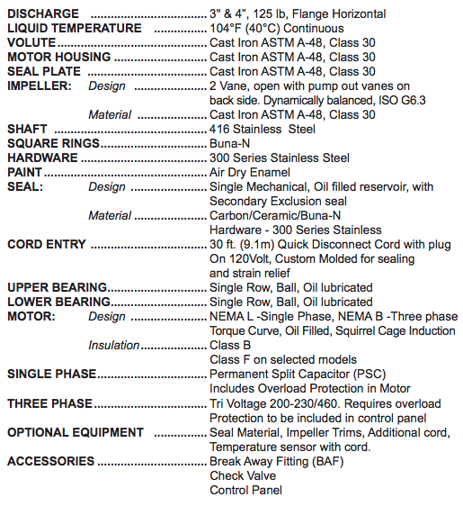 barnes 4sel series sewage pumps specs