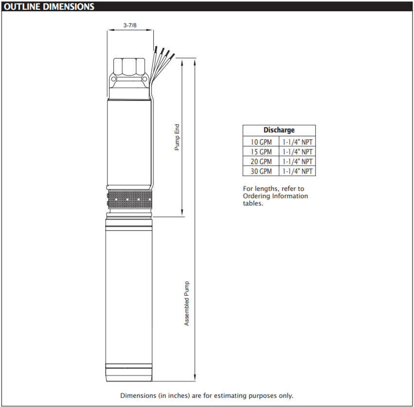 Berkeley J Series Well Pump End Dimension