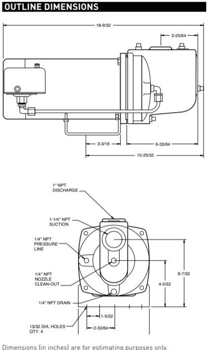 berkeley fh series shallow well jet pump Outline Dimensions
