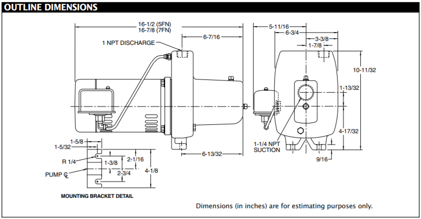 berkeley fn series shallow well jet pump Outline Dimensions