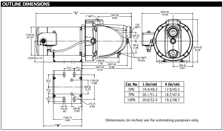 Berkeley PN Series shallow well jet pump Outline Dimension