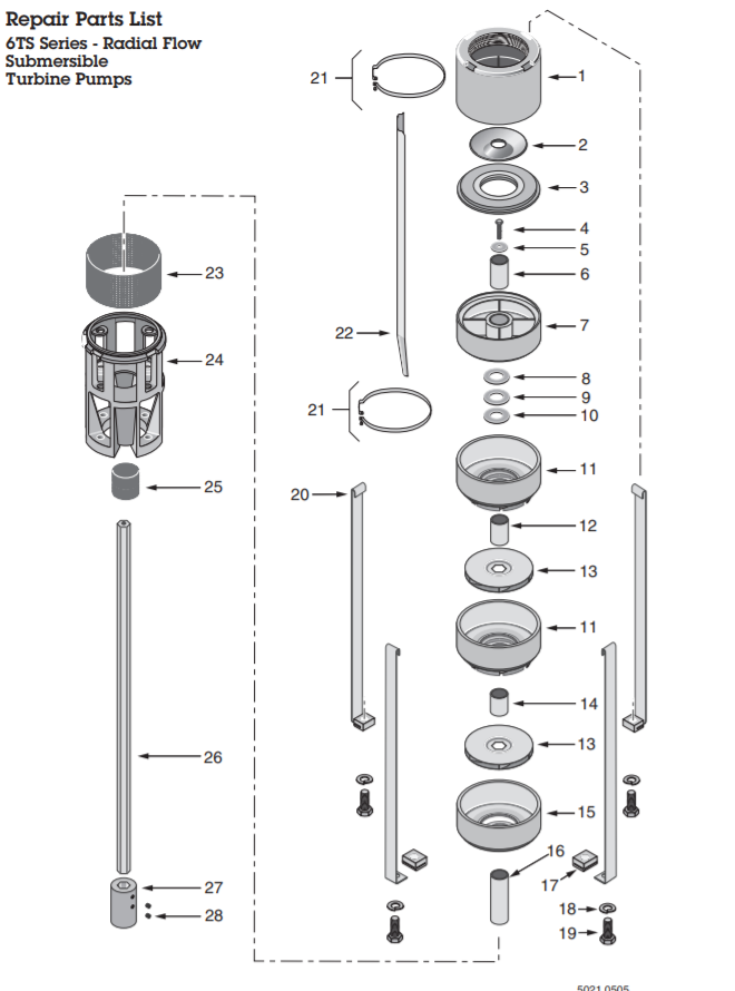 berkeley ts series submersible turbine pump end flowparts diagram 2