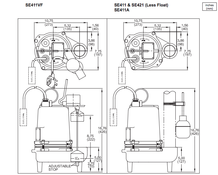 barnes se 411-421 sewage system packages dimensions