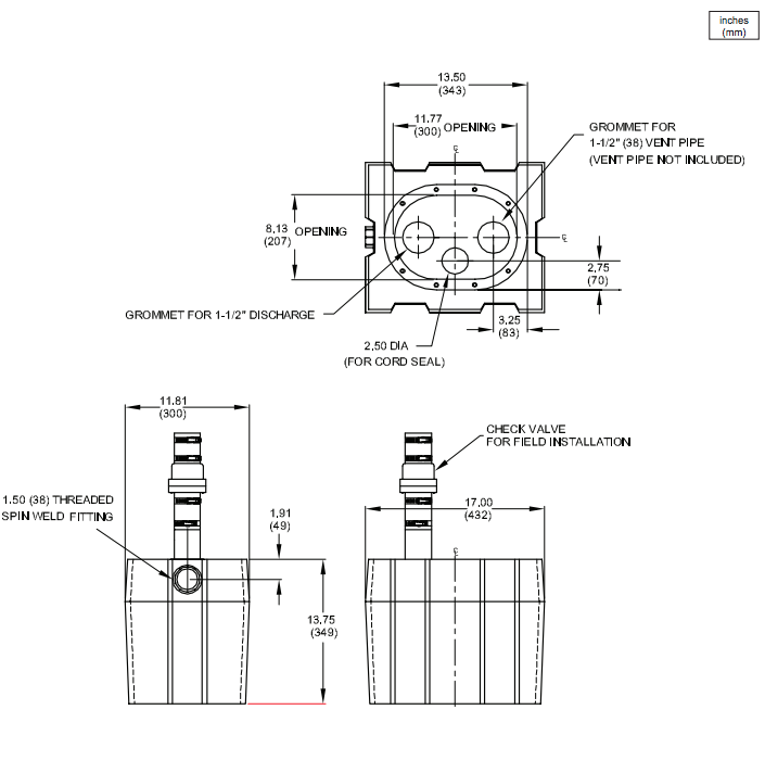barnes sp33lt lt-laundry laundry-tray tray-sump sump-pump system dimensions