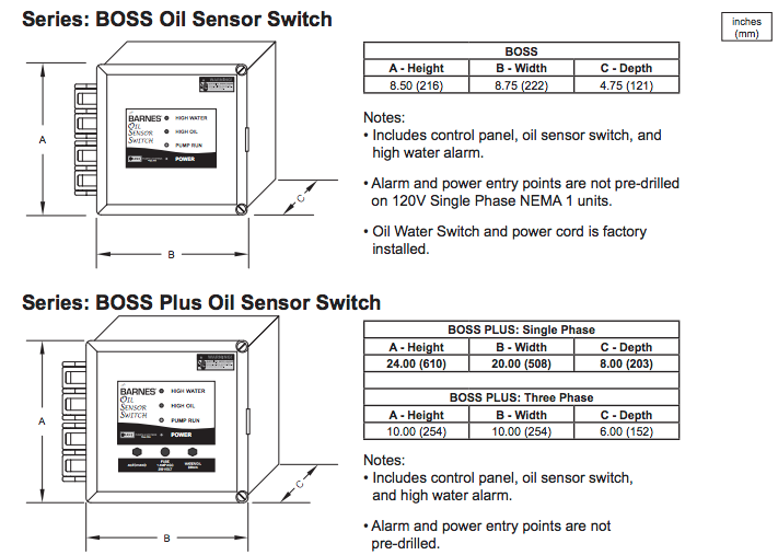 barnes boss series elevator pumps dimensions 2