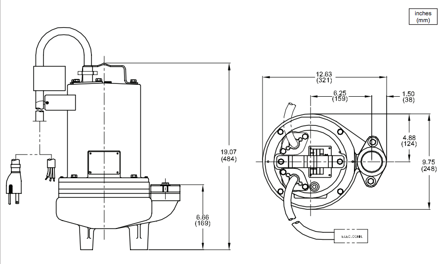 barnes sev l series sewage pumps dimensions