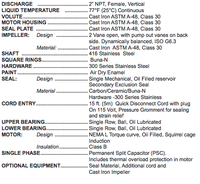 Barnes SF series fountain pump specs
