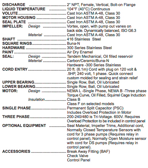 barnes 2sev series sewage pumps specs