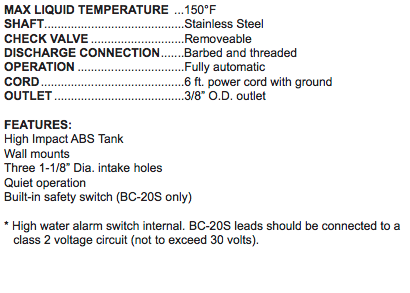 barnes bc series condensate pumps specs
