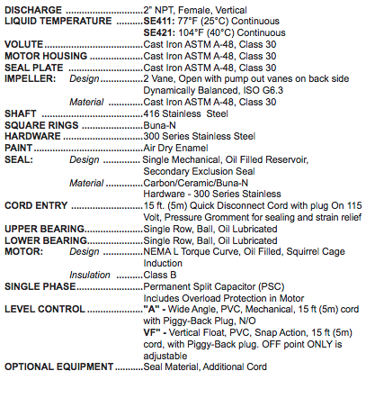 barnes se 411-421 sewage system packages specs