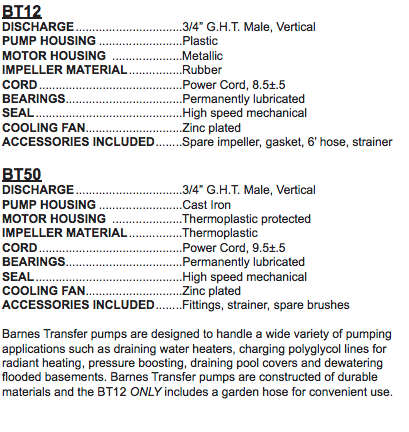 barnes bt series transfer pumps specs