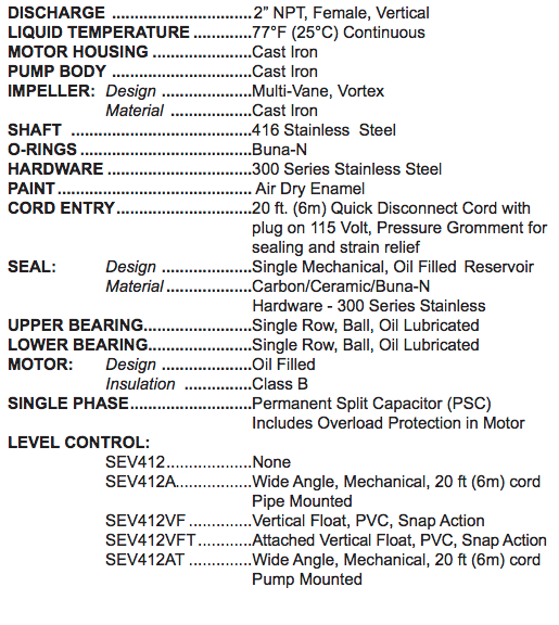 barnes sev series sewage pumps specifications