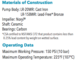 bell gossett lr series circulator pumps materials