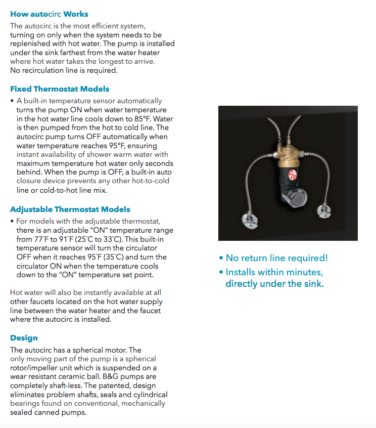 bell gossett autocirc series re circulation pumps features